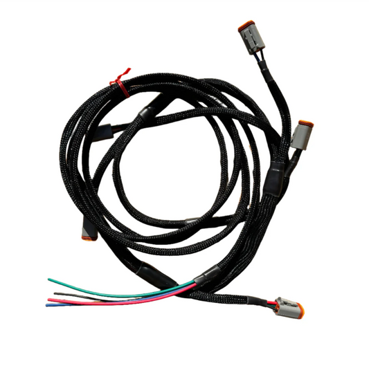 This 5 light harness is built right here in Southern California and makes it easy to wire 5 Baja Designs LP lights to the factory up fitter switches or a Switch Pros or other similar control unit on your truck. This allows control of the lights as well as back lights with ease. 
The harness is 105" long from the trigger wires to the area where the harness splits into the 5 light sections. 
 Ford F-250, Ford F-350, Ford F-450, Ford F-550, 2024 Ford, 2023, Superduty trucks