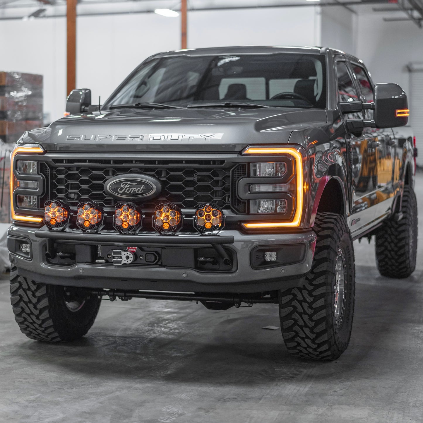 2017 - 2024 Ford Super Duty Light Mount - "The Classic" Trophy Truck Style featuring 5 Round Off-Road Light Tabs