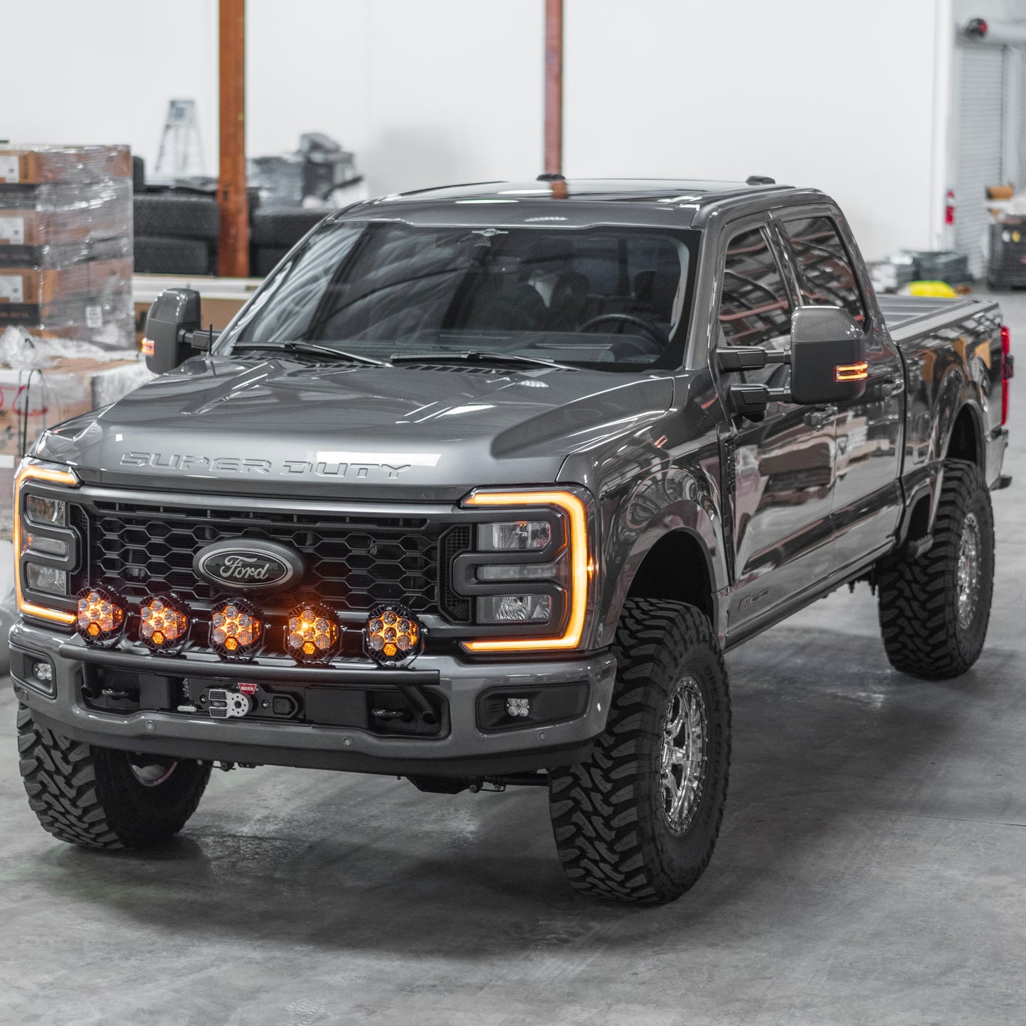 2017 - 2024 Ford Super Duty Light Mount - "The Classic" Trophy Truck Style featuring 5 Round Off-Road Light Tabs