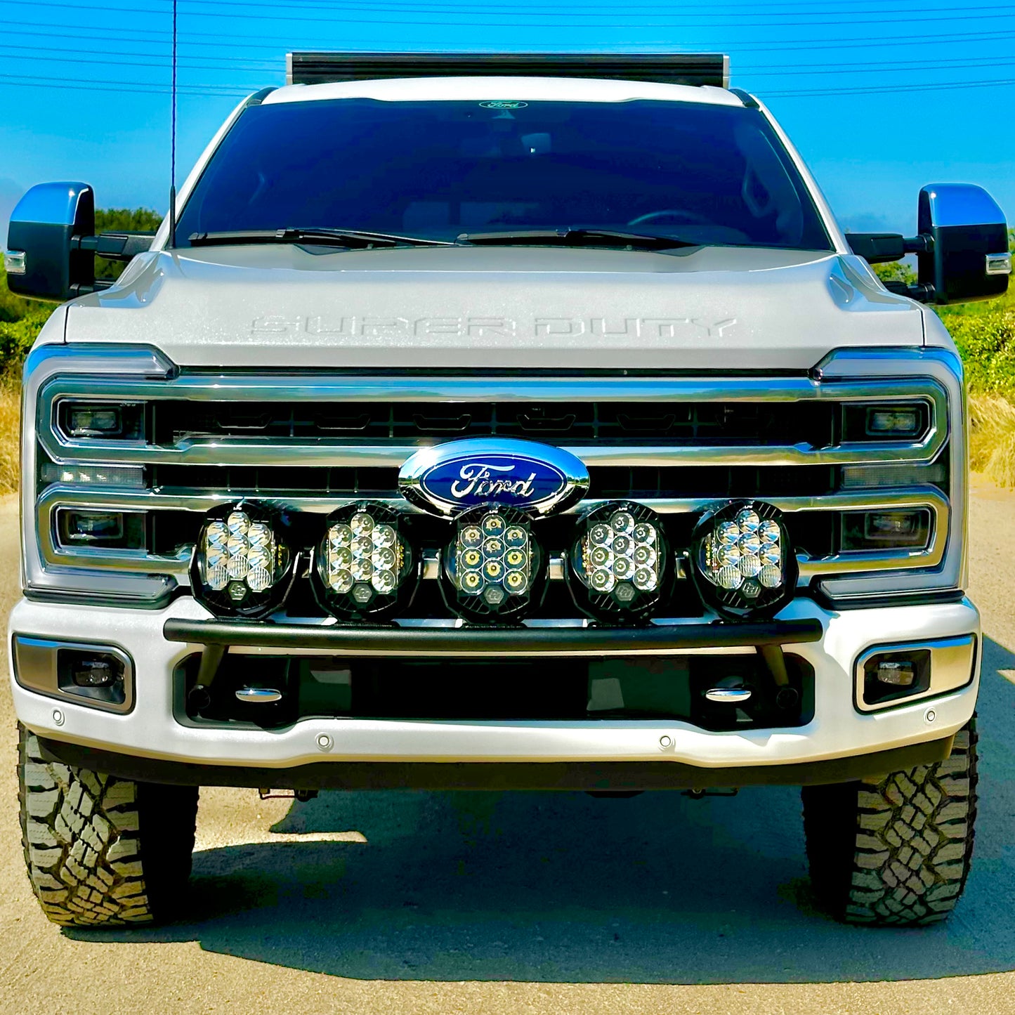 2017 - 2024 Ford Super Duty Light Mount - "The Classic" Trophy Truck Style featuring 5 Round Off-Road Light Tabs