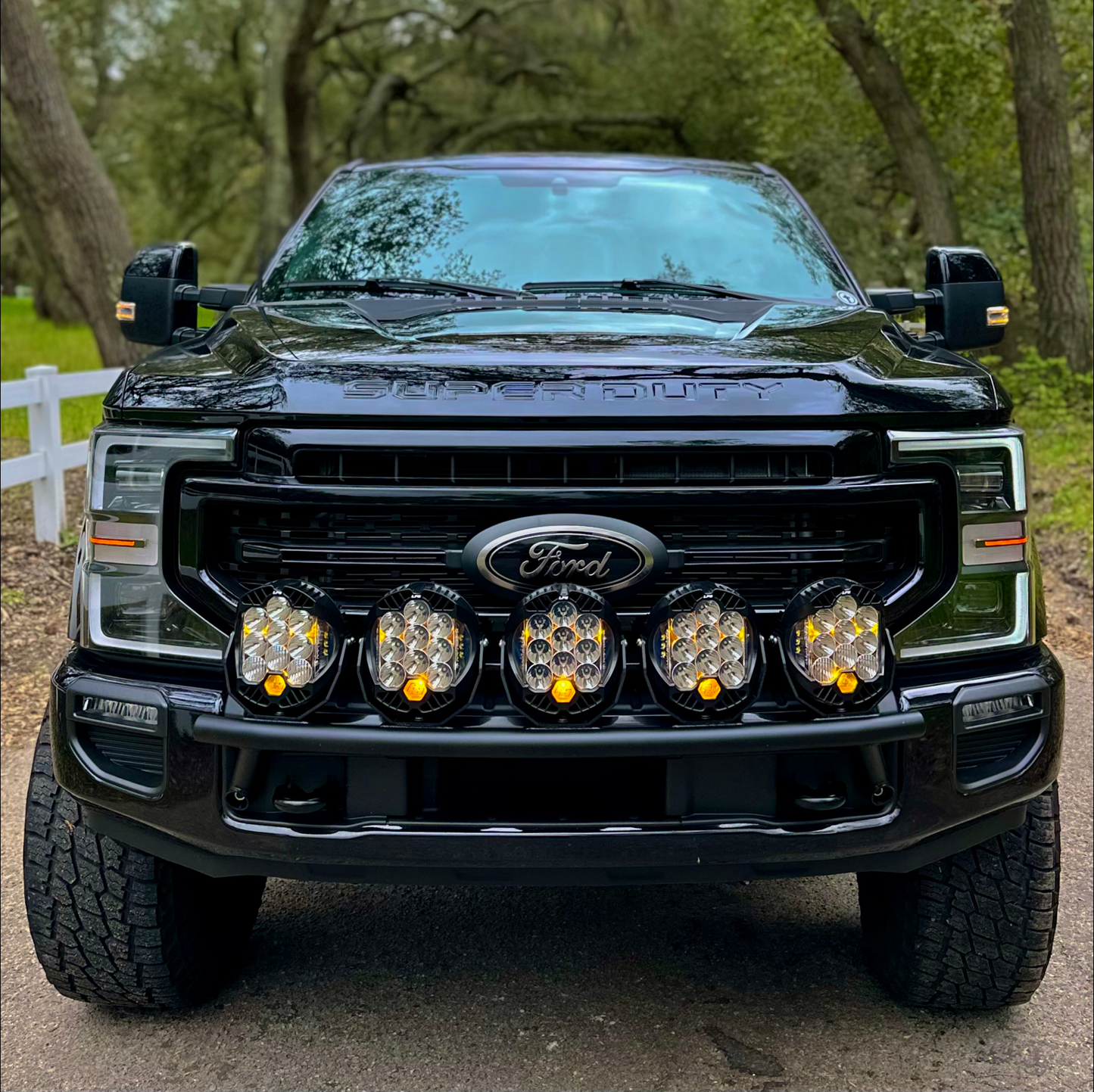 2017 - 2024 Ford Super Duty Light Mount - "The Classic" Trophy Truck Style featuring 5 Round Off-Road Light Tabs