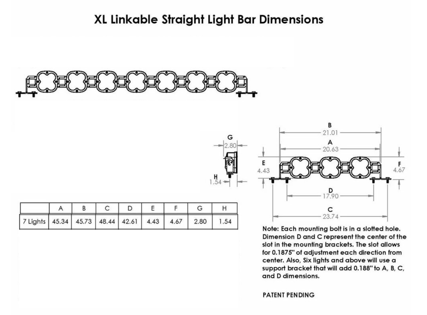 XL Linkable LED Light Bar - (7) light SKU: 740005