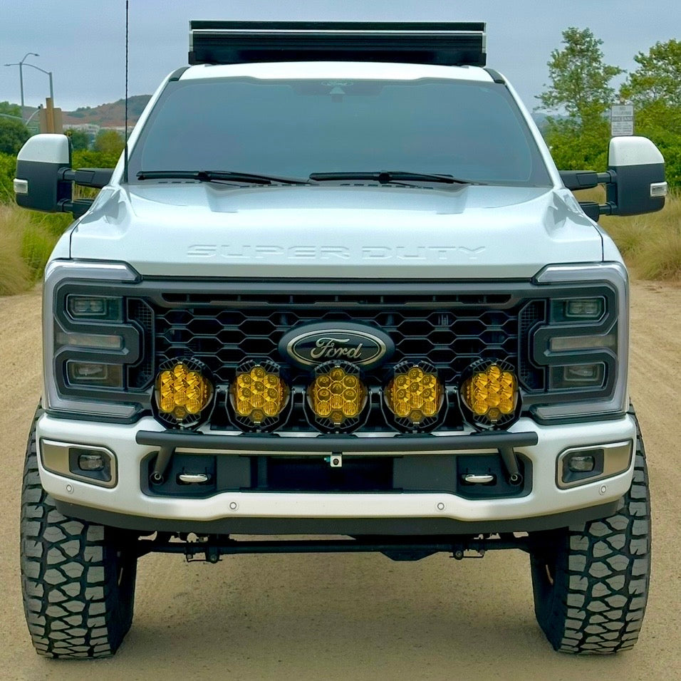 2017 - 2026 Ford Super Duty Light Mount - "The Classic" Trophy Truck Style featuring 5 Round Off-Road Light Tabs