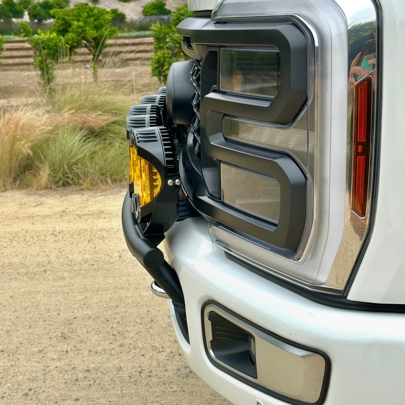 2017 - 2026 Ford Super Duty Light Mount - "The Classic" Trophy Truck Style featuring 5 Round Off-Road Light Tabs