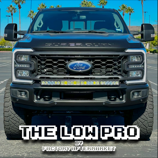 2017 - 2024  Ford Super Duty Light Mount - The "Low Pro" Series featuring a Baja Designs 40" Curved OnX6 Arc Mount Tabs