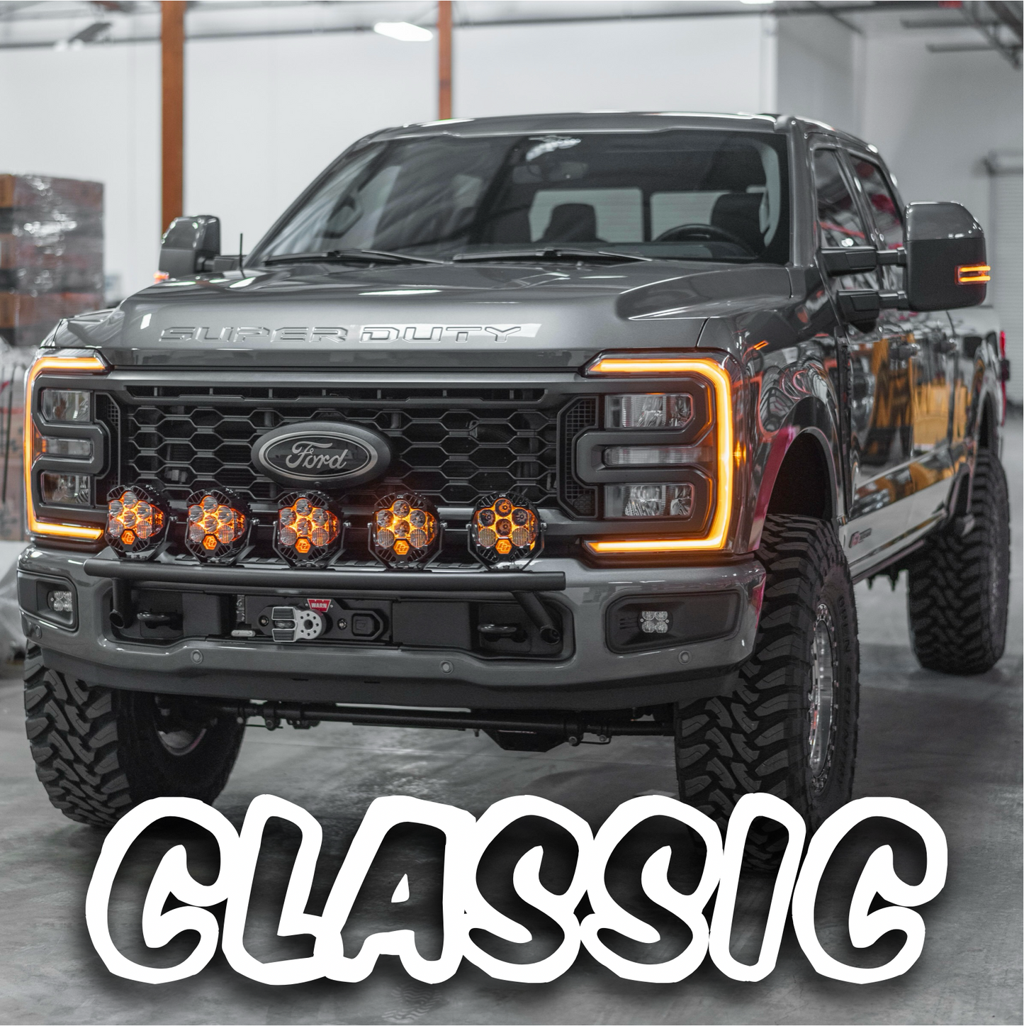 2017 - 2026 Ford Super Duty Light Mount - "The Classic" Trophy Truck Style featuring 5 Round Off-Road Light Tabs