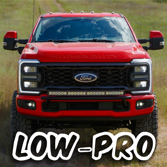 2017 -2026  Ford Super Duty Light Mount - The "Low Pro" Series featuring a Baja Designs 40" Curved OnX6 Arc Mount Tabs