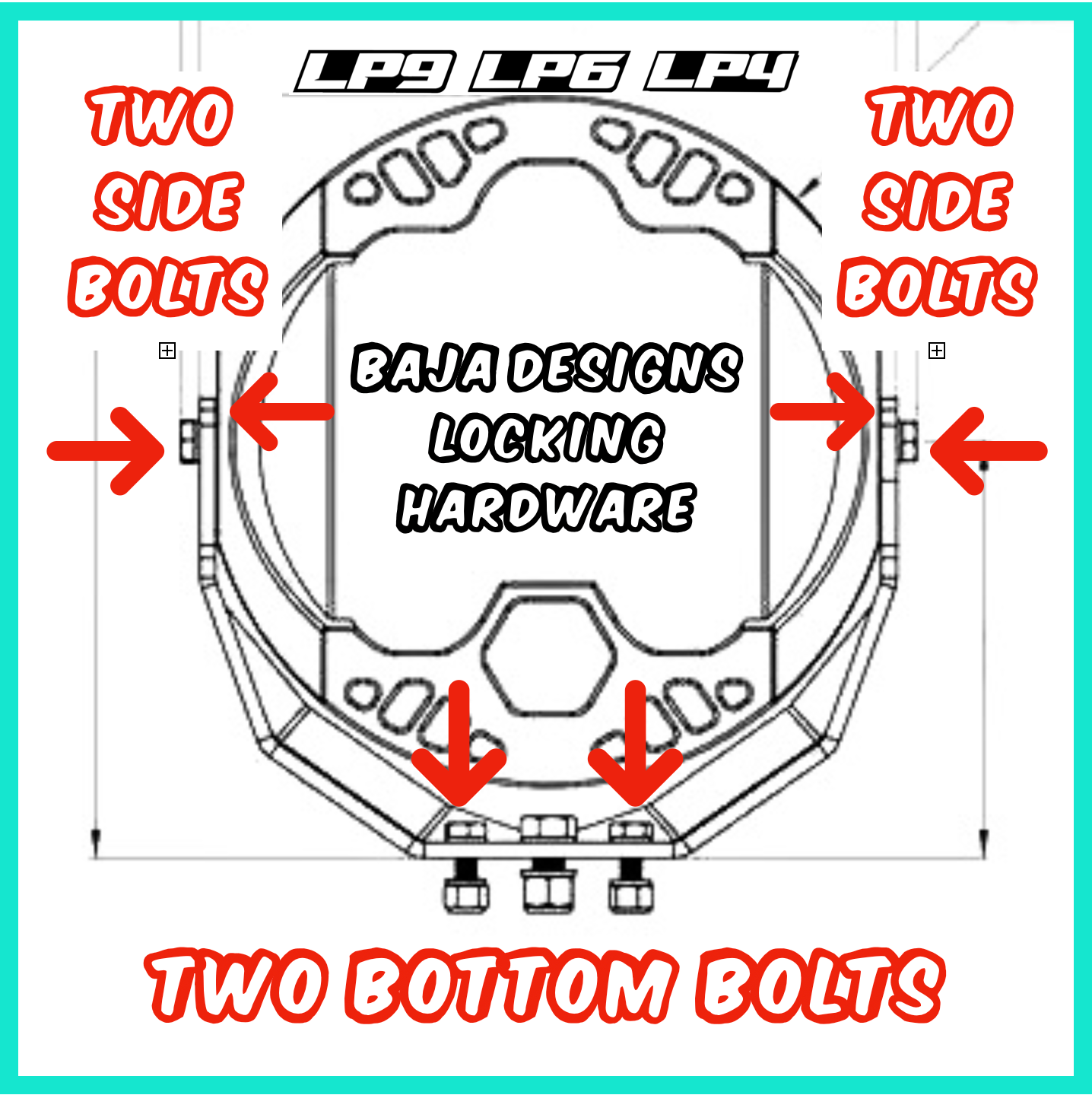 #1 Thieves Suck! Baja Designs LP Locking Hardware for all Five Lights.         (30 stainless bolts & bit)