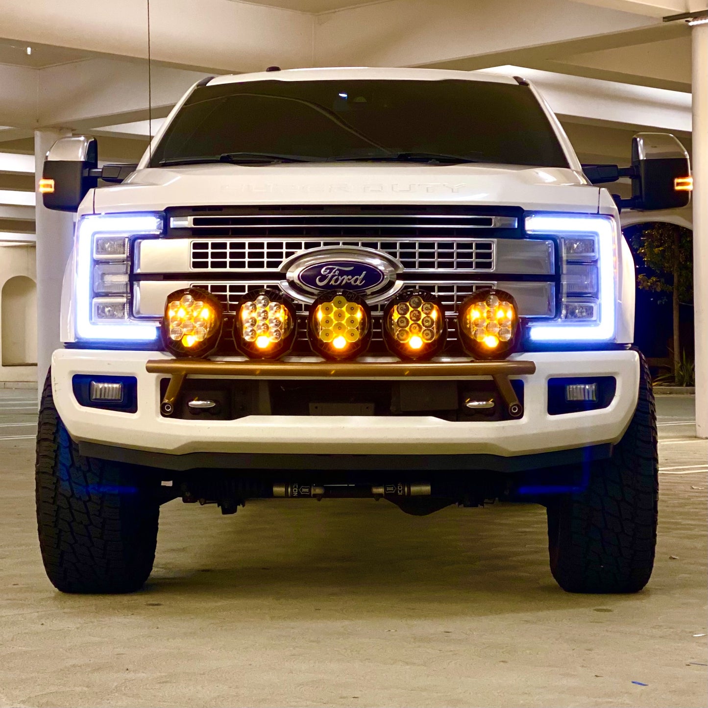 2017 - 2024 Ford Super Duty Light Mount - "The Classic" Trophy Truck Style featuring 5 Round Off-Road Light Tabs